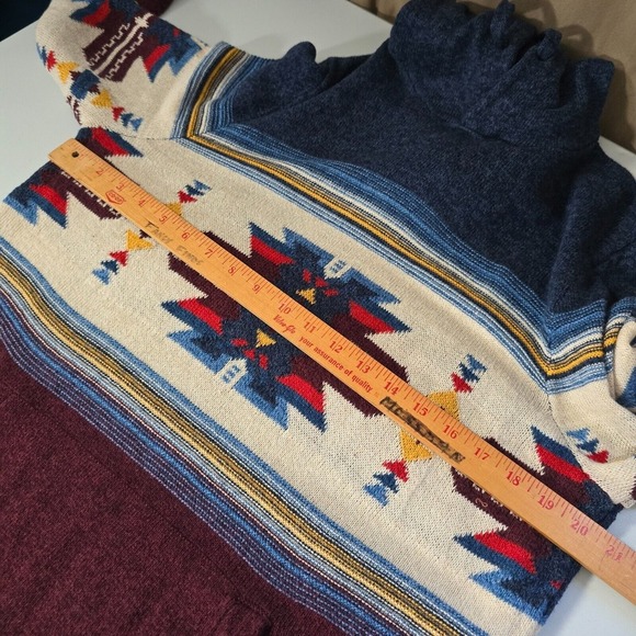 American Eagle Men Hoodie Sweater Medium Pullover Long Sleeve Aztec Southwest - Picture 8 of 11